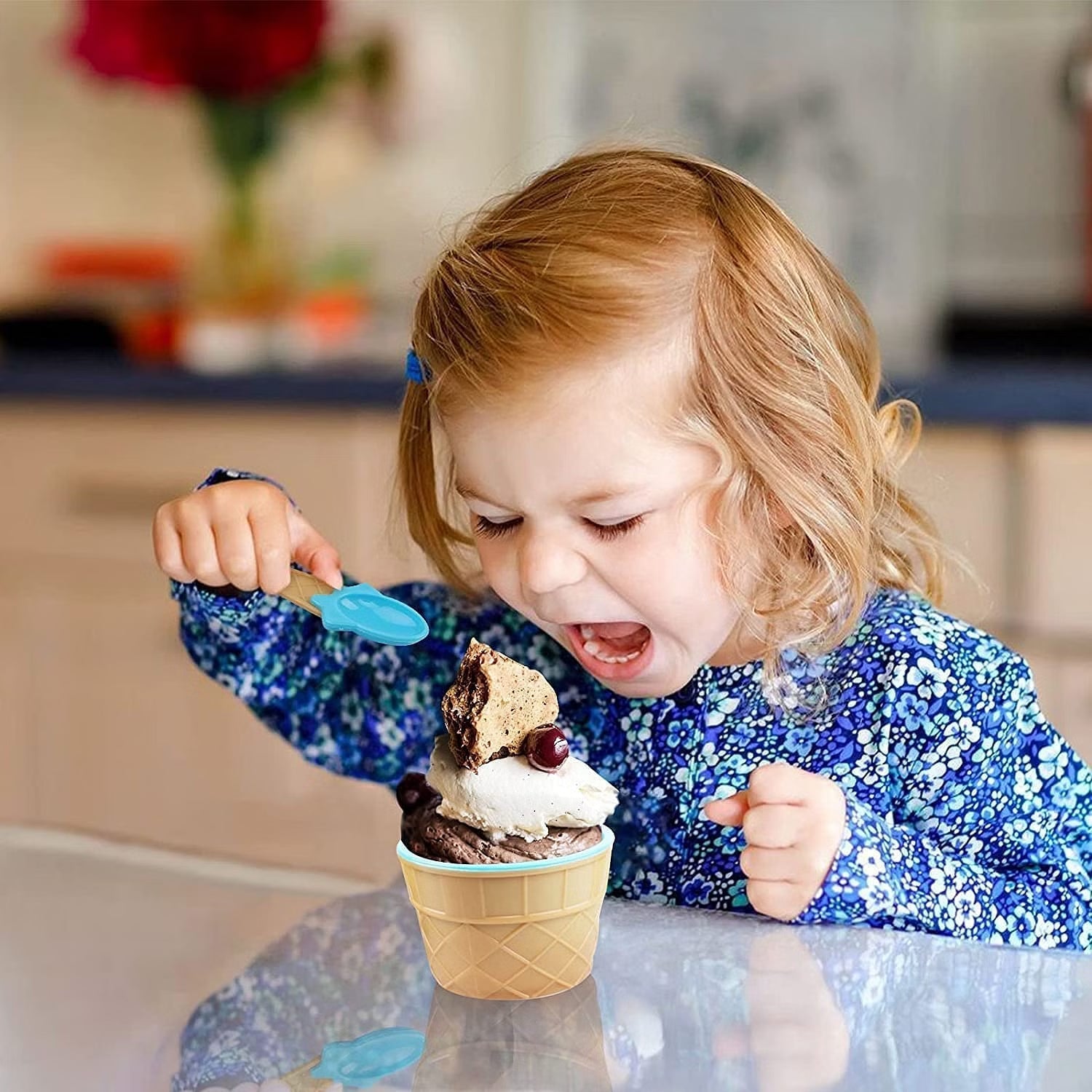 Ice cream bowl in use Ice cream bowl in use